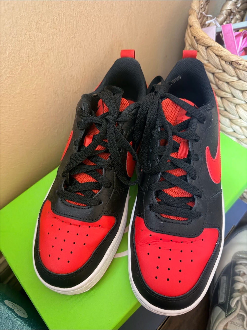 Kids Red and Black Low-Top Athletic Sneakers